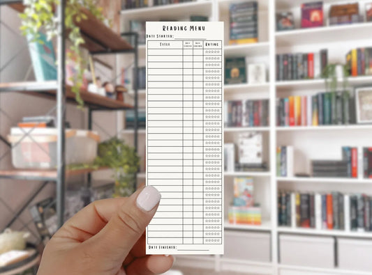 Reading Menu Bookmark