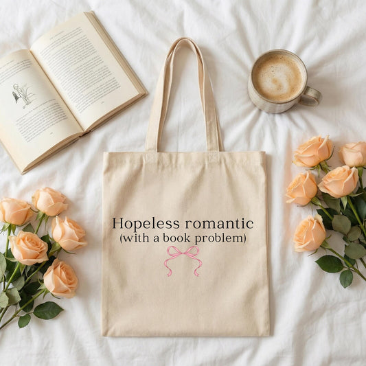 Hopeless Romantic with a Book Problem Tote Bag